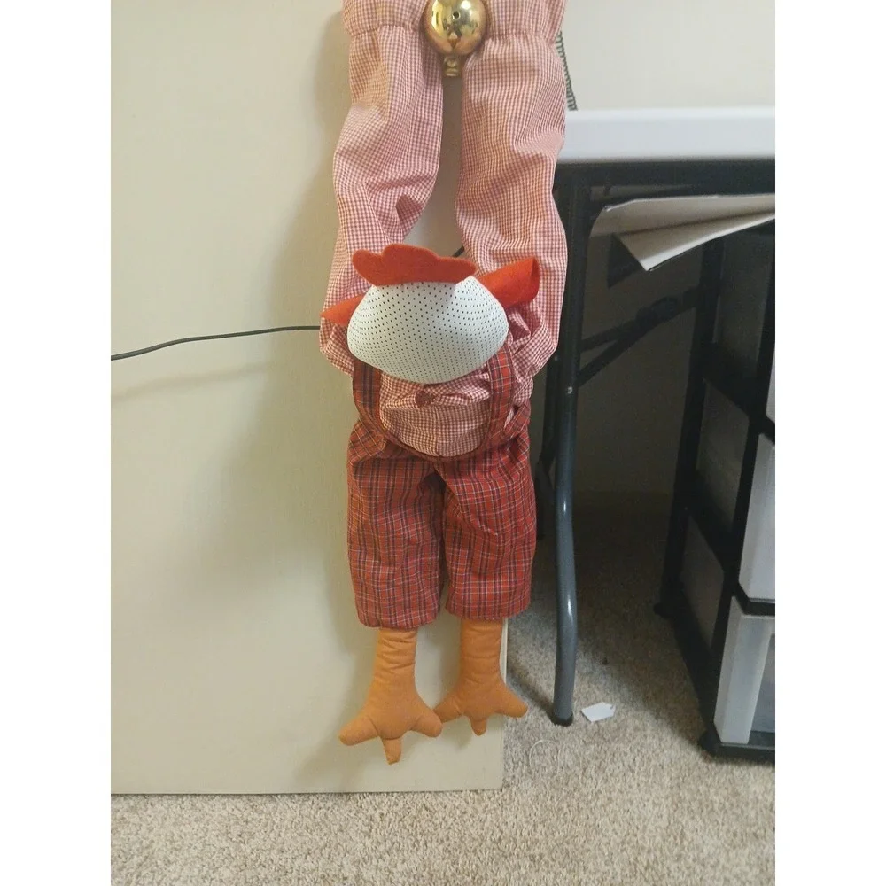 Vintage Handmade Stuffed‎ Chicken Guy Tall 2 feet Door Knob Holder